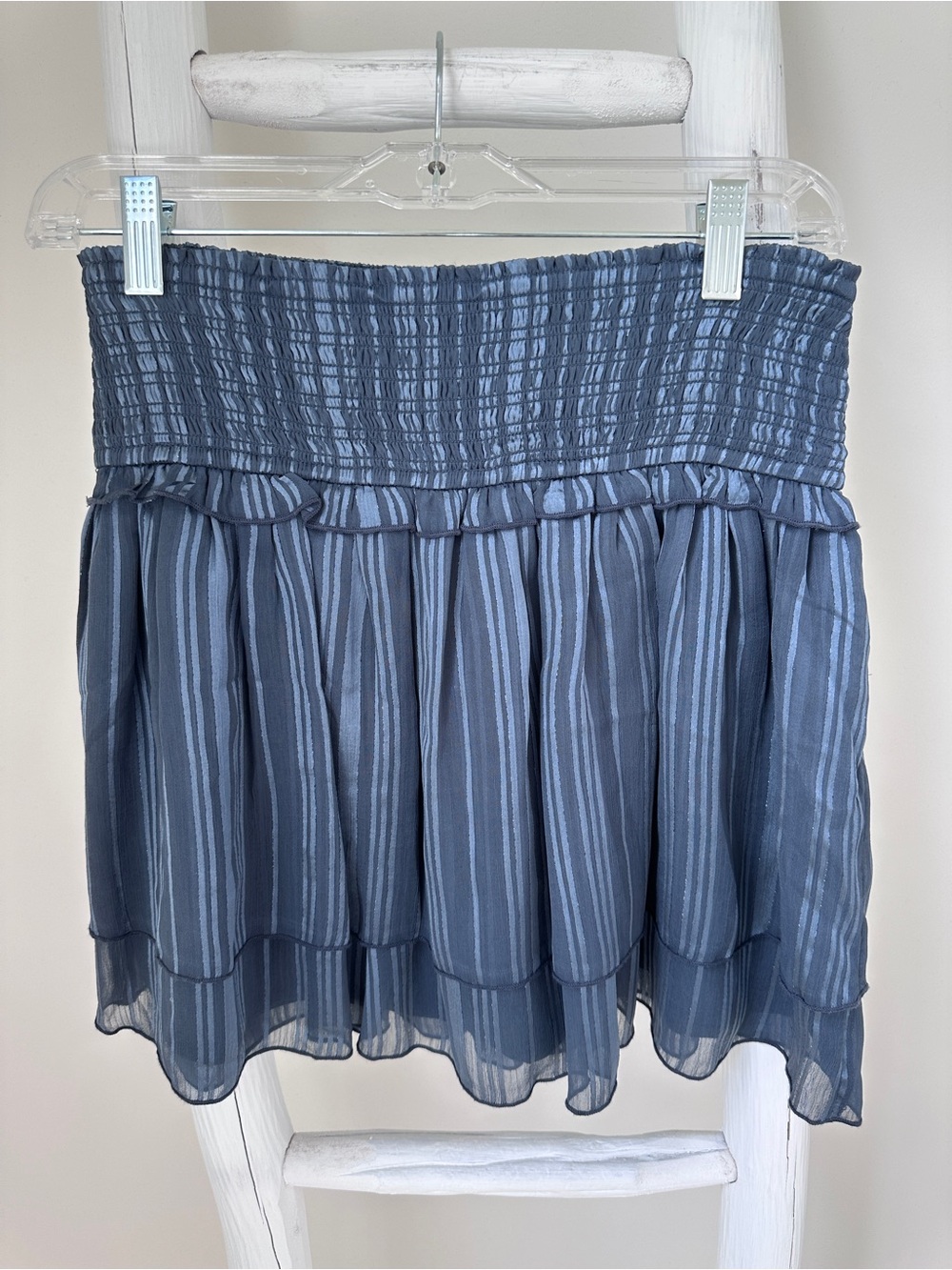 Abercrombie & Fitch Blue Striped Smocked Skater Mini Skirt Size Small